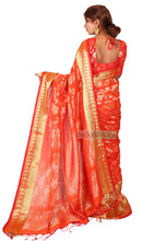 Load image into Gallery viewer, Ava- Linen Benarasi Saree (Orange)
