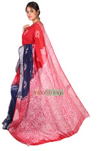 Load image into Gallery viewer, Pure Batik Painted Handloom Linen with Silver Zari Border &amp; Shibori Anchal  (Red)
