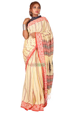 Load image into Gallery viewer, Tiyasha- Kantha Stitch Rich Cotton Saree (Light Yellow)
