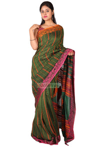 Titas- Kantha Stitch Rich Cotton Saree (Green)