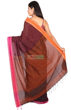 Load image into Gallery viewer, Kriti- Orange Pink Kantha Stitch on Black Pure Cotton Saree

