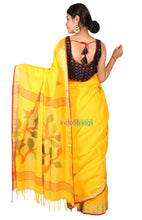 Load image into Gallery viewer, Avani- Pure Cotton Thread Work &amp; Zari Paar Saree (Yellow)
