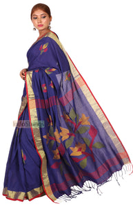 Dhara- Pure Cotton Thread Work & Zari Paar Saree (Royal Blue)