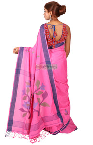 Ananta- Pure Cotton Thread Work & Zari Paar Saree (Pink)