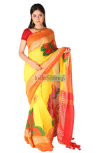 Load image into Gallery viewer, Cotton Hand Paint Saree- Yellow
