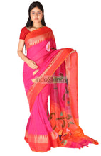 Load image into Gallery viewer, Cotton Hand Paint Saree- Deep Pink
