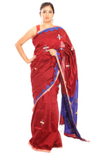 Load image into Gallery viewer, Applique Silk Cotton Saree (The Burnt Red Sky)
