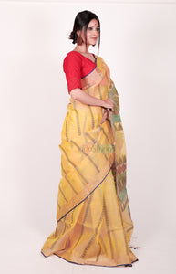 Primrose- Designer Muslin kota on Jamdani work Saree- Yellow