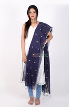 Load image into Gallery viewer, Cotton Jamdani Scarf (Navy Blue)
