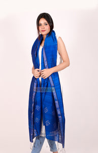 Silk Matka Jamdani Dupatta (Royal Blue)