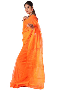 Cotton Handloom Saree with Sequins work (Orange)