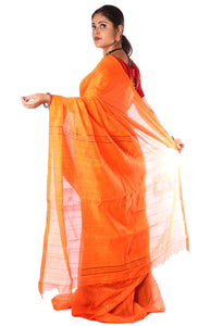 Cotton Handloom Saree with Sequins work (Orange)