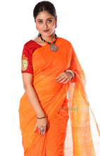 Load image into Gallery viewer, Cotton Handloom Saree with Sequins work (Orange)
