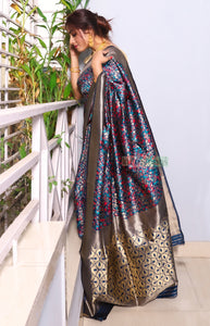 Amba- Zari Designed Semi Silk Saree (Blue)