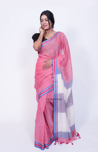 Pure Cotton Jacquard with thin Velvet border- Watermelon Pink