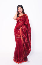 Load image into Gallery viewer, Pure Matka Benarasi Bird Design-Brick Red
