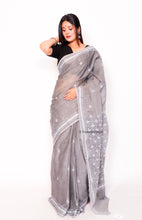 Load image into Gallery viewer, Pure Cotton Whole Body Kantha Stitch Leaf Motif - Grey
