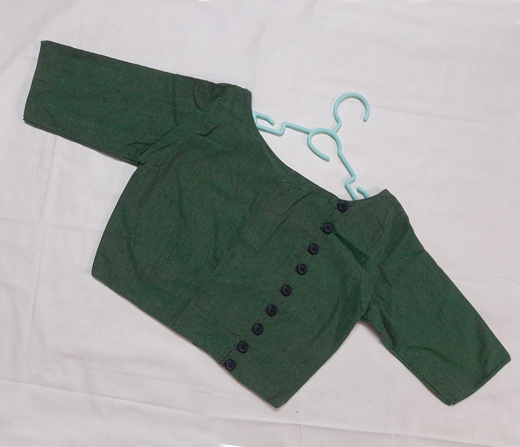 Leaf Blouse with Sleeve - Deep Green