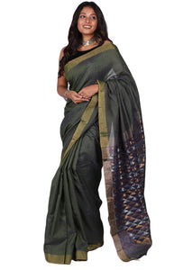 Indostrings Designer Saree on Handloom- Juniper Green