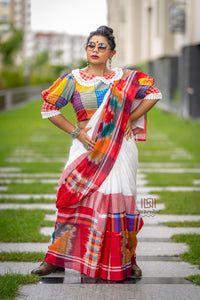 Look and Adorn Red Green Cotton Handloom Checkered Gamcha Saree - Sarees  Women Apparel | World Art Community