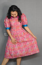 Load image into Gallery viewer, Back Tie Dress with Pink Cotton Handblock Fabric

