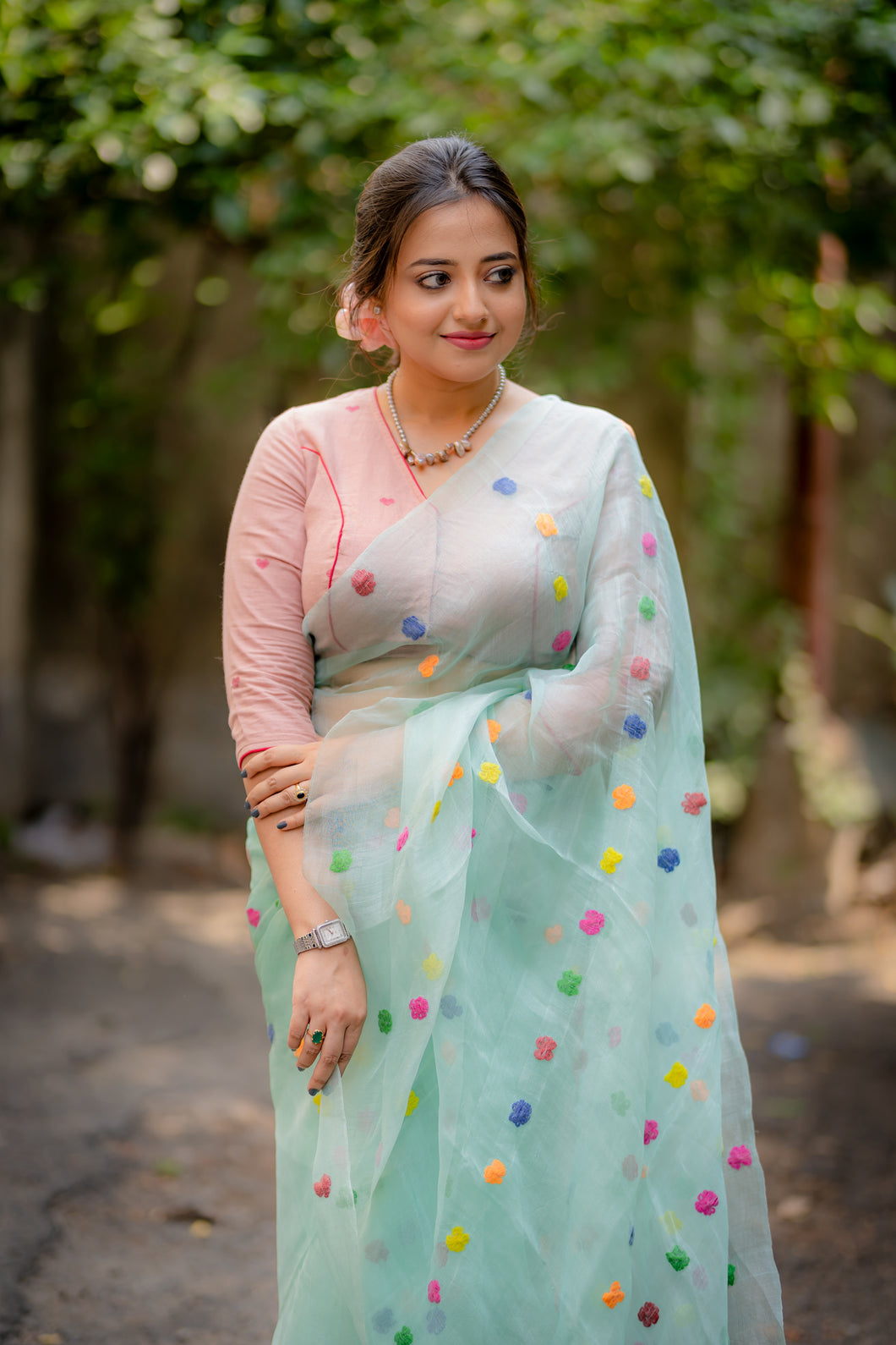 Dream - A Light Sea Green Designer Resham Silk Saree