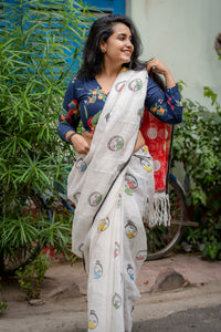 New Normal - A Designer Hand Block Printed Saree on Linen
