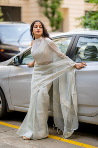 Tussar Tissue Silver