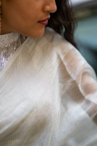 Tussar Tissue Silver