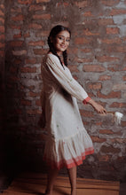 Load image into Gallery viewer, White and Red Handwoven Jamdani Jama (Dress)
