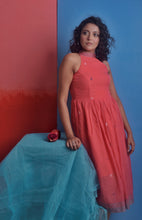 Load image into Gallery viewer, Pink and Peach Handwoven Jamdani Jama (Dress)
