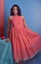 Load image into Gallery viewer, Pink and Peach Handwoven Jamdani Dress
