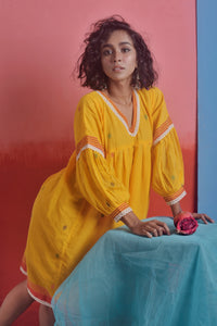 Yellow Handwoven Jamdani  Dress