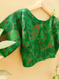Kantha Stitch Blouse -  Green