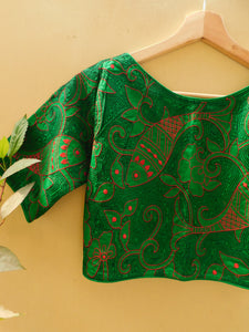 Kantha Stitch Blouse -  Green