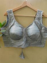 Load image into Gallery viewer, Sleeveless pure Cotton Padded Blouses in celebrity cut - Silver
