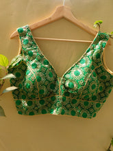 Load image into Gallery viewer, Embroidered Golden Zari Blouse - Green
