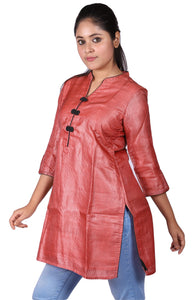 Dark peach Tussar kurti