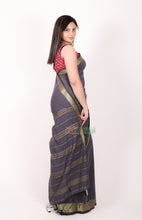 Load image into Gallery viewer, Pure Cottton Mongolgiri Saree (Charcoal Grey)
