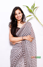 Load image into Gallery viewer, Nyna- Ethnic Design on Chiffon Saree (Brown)
