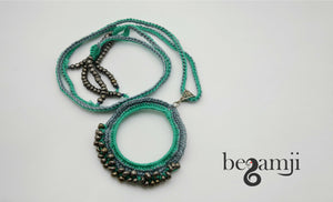 Orb Cyan Set of Earrings and Necklace
