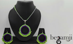Orb Green Set of Earrings and Necklace