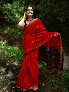 Mayuri - A Red Assam Cotton Saree