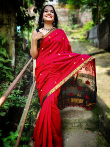 Mayuri - A Red Assam Cotton Saree