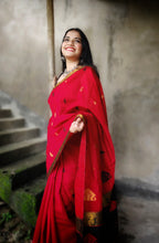 Load image into Gallery viewer, Mayuri - A Red Assam Cotton Saree
