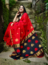 Load image into Gallery viewer, Mayuri - A Red Assam Cotton Saree
