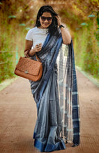 Load image into Gallery viewer, Memories of Youth - A Blue Assam Kota Saree
