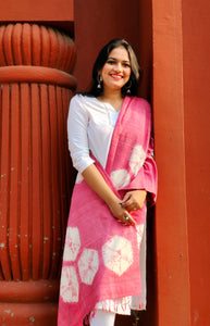 Pink Ties - A Pink Stole on Assam Silk
