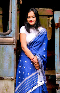 Meghmallar - A Blue Assam Cotton Saree