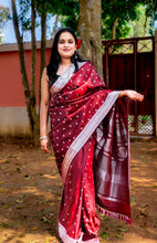 Load image into Gallery viewer, The Lady In Red - A Wine Red Assam Silk Saree
